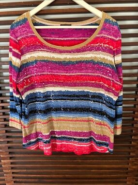 🎉NEW LISTING!🎉Multiples Multicolor Sequin Stripe Top